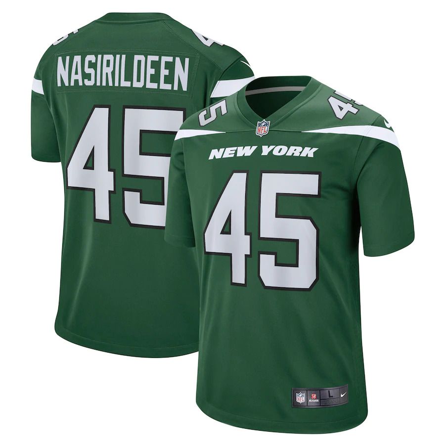 Men New York Jets #45 Hamsah Nasirildeen Nike Gotham Green Game NFL Jersey